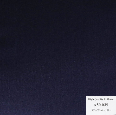 A50.039 Kevinlli V1 - Vải Suit 50% Wool - Xanh Dương Trơn